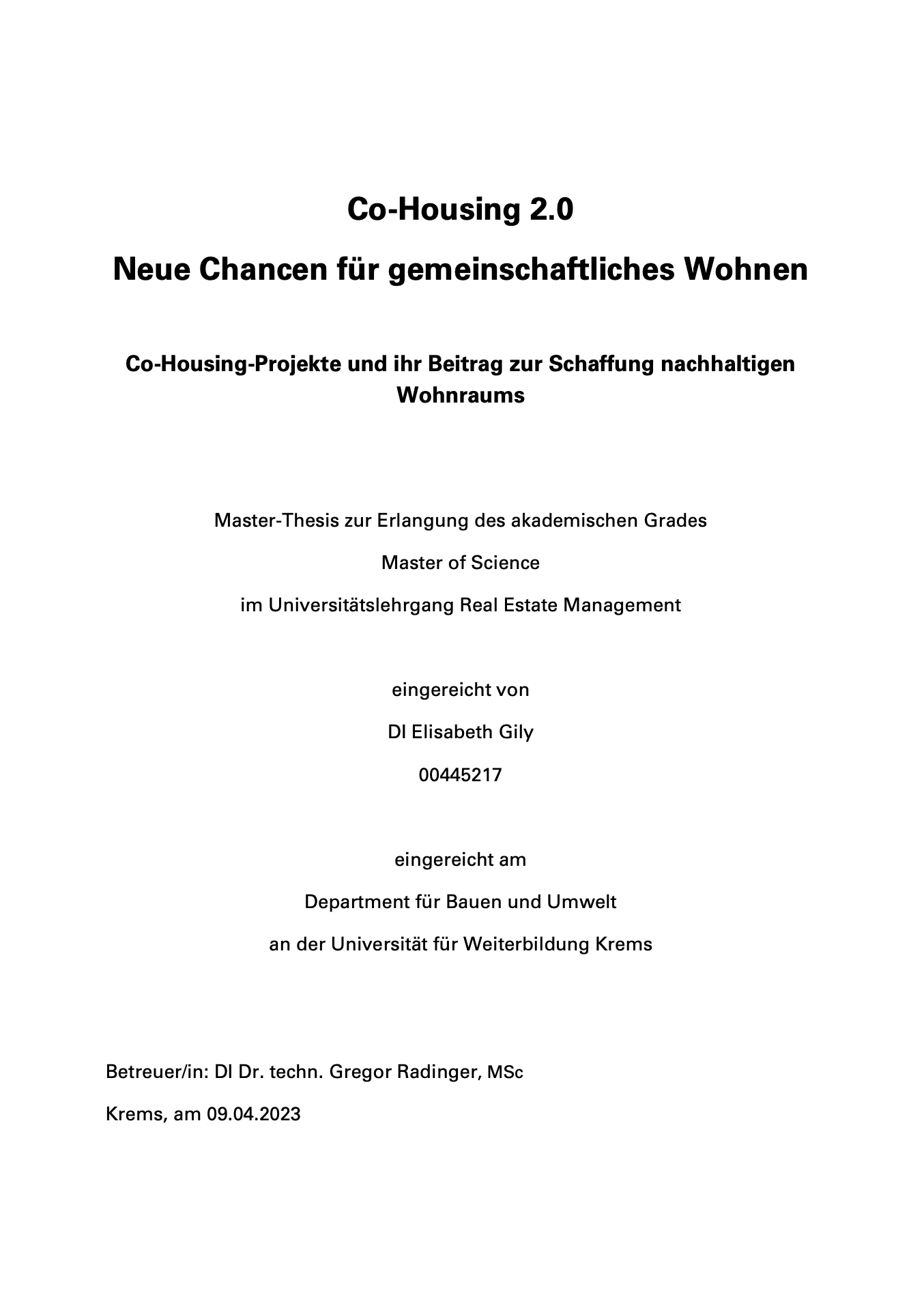 Co-Housing 2.0 Neue Chancen für gemeinschaftliches Wohnen