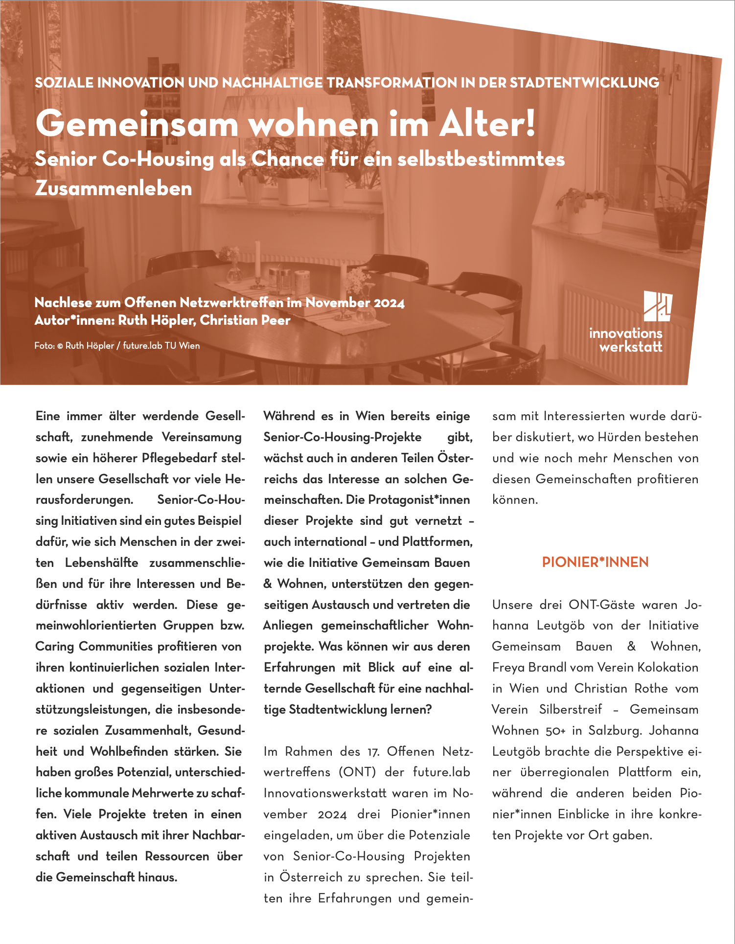 Gemeinsam wohnen im Alter!